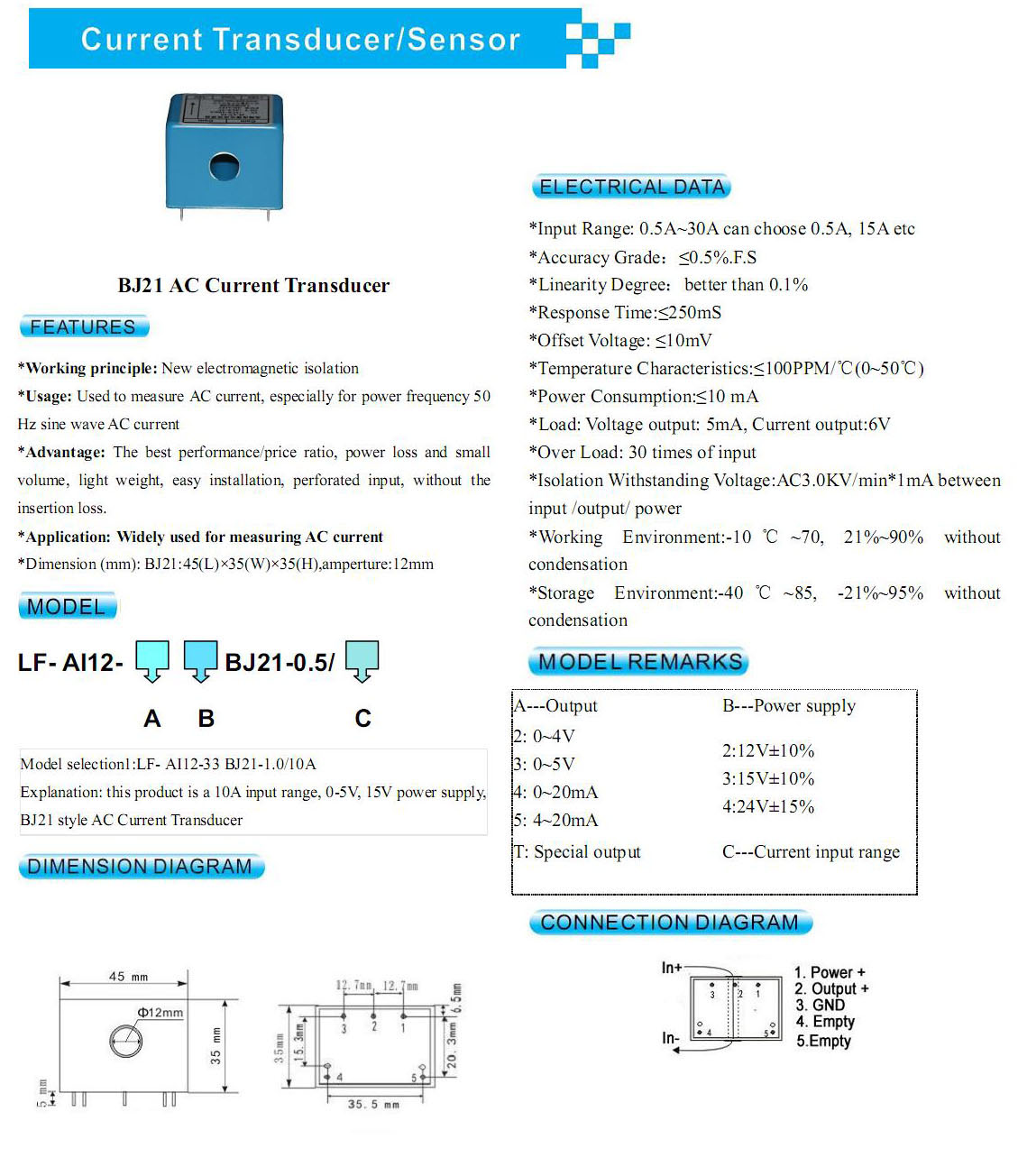 BJ21AC Current Transducer